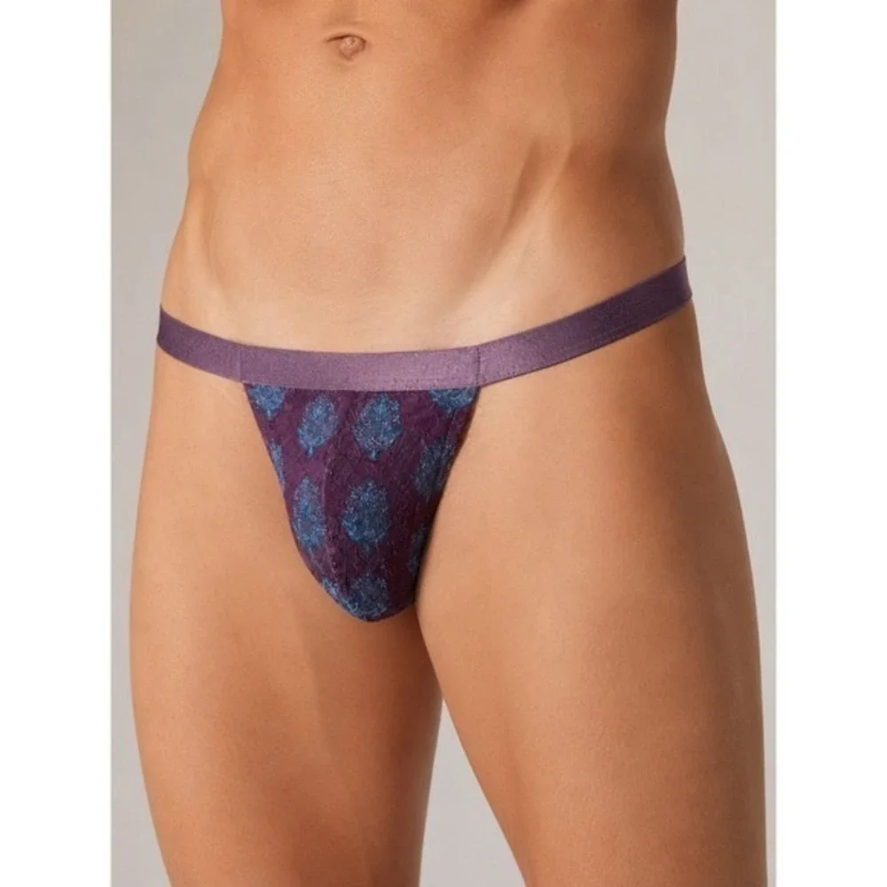 Cosabella Never Say Never Printed Italian Thong Himalayan Flor Lace Men's XL